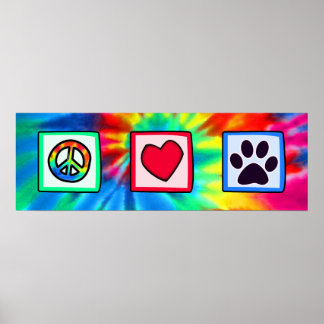Peace, Love, Dog; Pawprint Poster