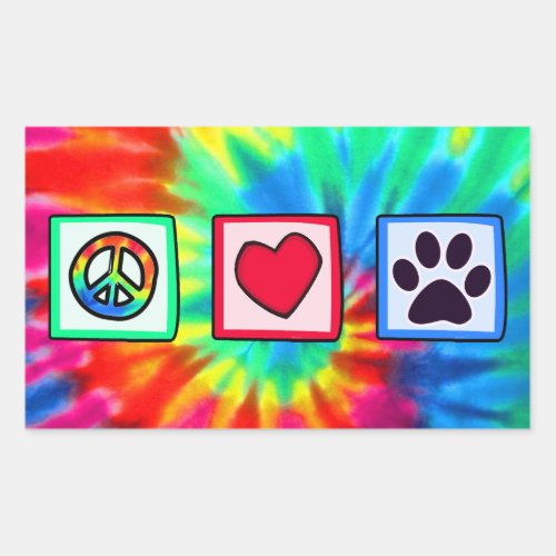 Peace Love Dog Pawprint Rectangular Sticker