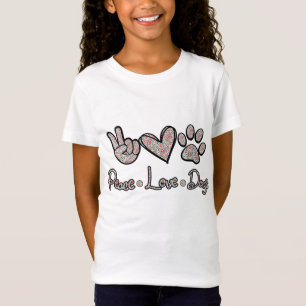 Peace Love Dogs Flowers Lover Puppy Paw Dog Funny T-Shirt