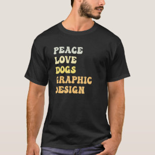 Peace Love Dogs Graphic  Retro T-Shirt