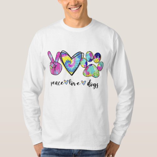 Peace Love Dogs Lover Puppy Paw Dog T_Shirt