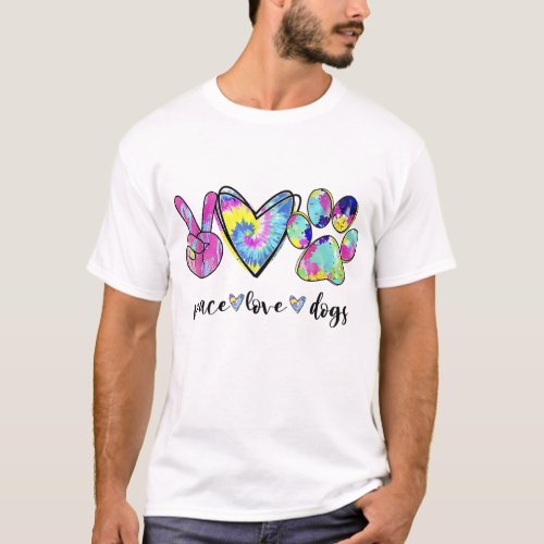Peace Love Dogs Lover Puppy Paw Dog T_Shirt