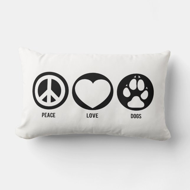 Peace Love Dogs Lumbar Pillow (Front)