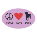 Peace Love Dogs Oval Sticker