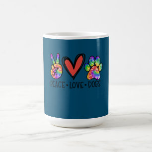 Peace Love Dogs Paws Tie Dye Rainbow Animal Rescue Coffee Mug