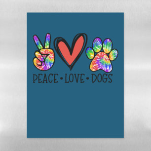 Peace Love Dogs Paws Tie Dye Rainbow Animal Rescue Magnetic Dry Erase Sheet