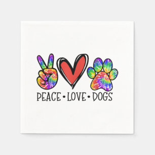 Peace Love Dogs Paws Tie Dye Rainbow Animal Rescue Napkins