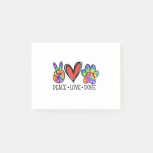 Peace Love Dogs Paws Tie Dye Rainbow Animal Rescue Post-it Notes