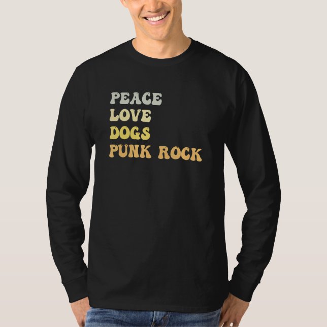 Peace Love Dogs Punk Rock   Retro T-Shirt (Front)