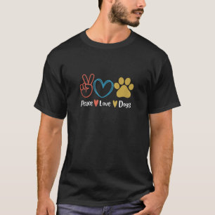Peace Love Dogs Puppy Paw Cute Dog Lover Retro Vin T-Shirt