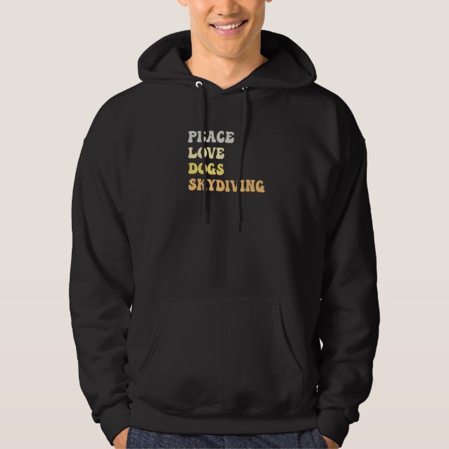 Peace Love Dogs Skydiving  Retro Hoodie (Front)
