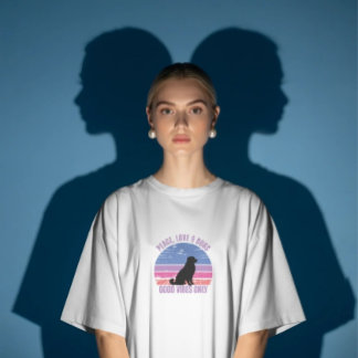 Peace, Love, Dogs T-shirt, retro sunset T-shirt
