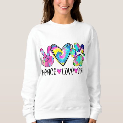 Peace Love Dogs Tie Dye Dog Paw Funny Dog Mom Dog  Sweatshirt