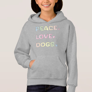 Peace Love Dogs with Paw Print and Heart Hoodie
