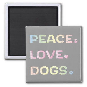 Peace Love Dogs with Paw Print and Heart Magnet