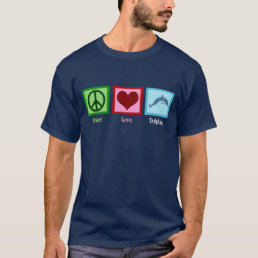 Peace Love Dolphins Blue Men&#39;s T-Shirt