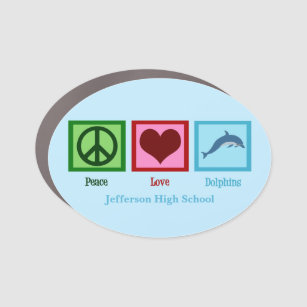 Peace Love Dolphins Cute Custom School Mascot Car Magnet