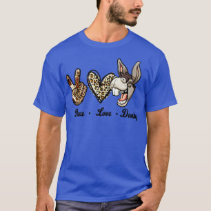 Peace Love Donkey Gray Donkey Farmer T-Shirt
