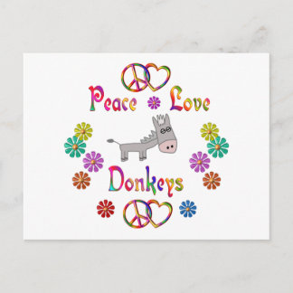 PEACE LOVE DONKEYS POSTCARD