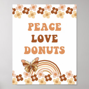 Peace Love Donuts Groovy Retro Party Sign