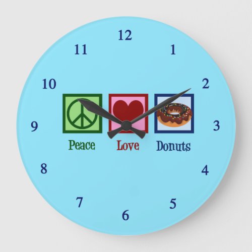 Peace Love Donuts Large Clock