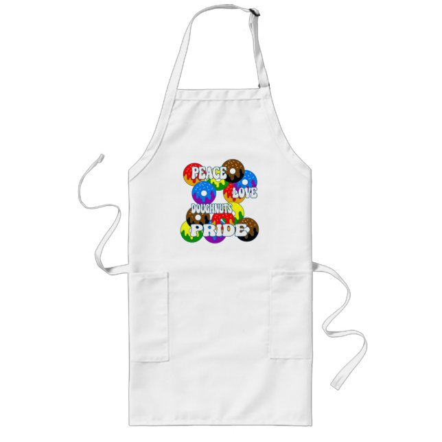 Peace Love Donuts Pride Long Apron (Front)