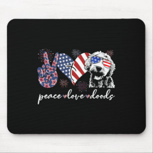 Peace Love Doods Goldendoodle Usa Flag Doodle 4th Mouse Pad