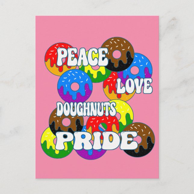 Peace Love Doughnuts Pride Postcard (Front)