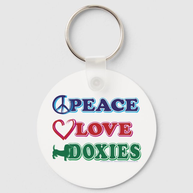 Peace-Love-Doxies- Dachsund Keychain (Front)