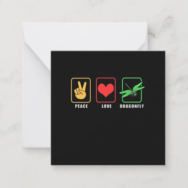 Peace Love Dragonfly Note Card (Front)