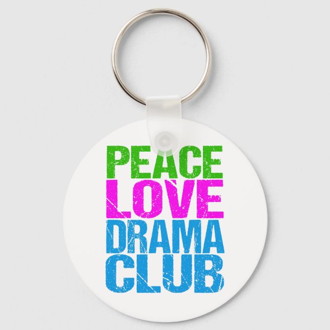 Peace Love Drama Club Cute Theatre Group Keychain (Front)