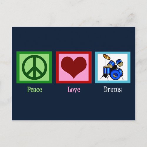 Peace Love Drums Cool Drum Set Band Postcard