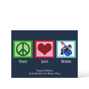 Peace Love Drums Custom Music Shop Christmas Holiday Card