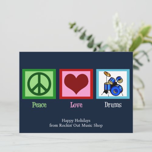 Peace Love Drums Custom Music Shop Christmas Holiday Card