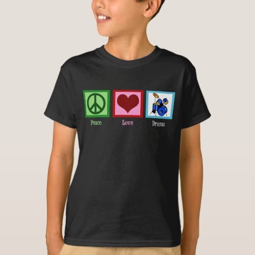 Peace Love Drums Kids T_Shirt