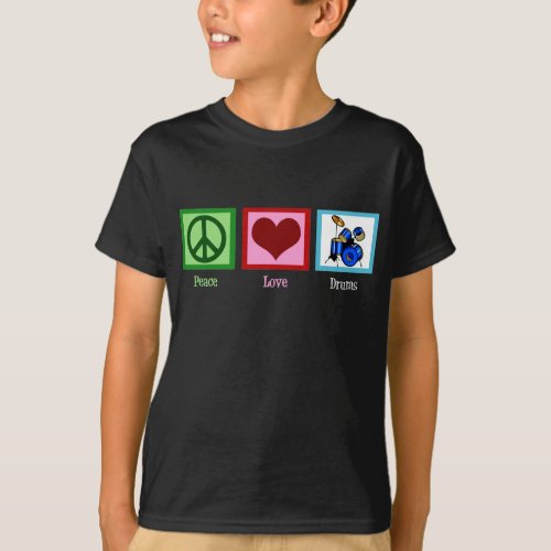 Peace Love Drums Kids T_Shirt