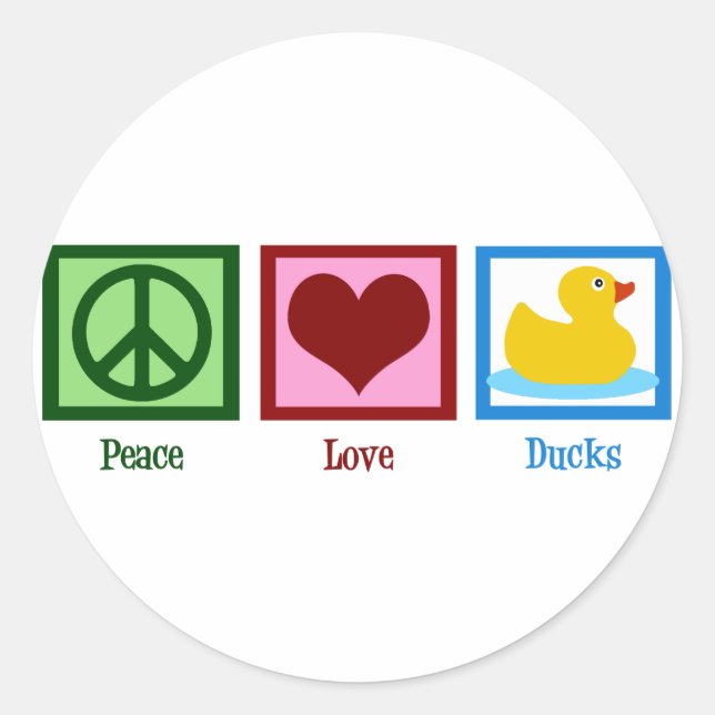 Peace Love Ducks Classic Round Sticker (Front)
