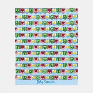 Peace Love Ducks Cute Custom Baby Fleece Blanket