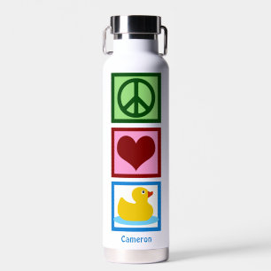 Peace Love Ducks Cute Personalized Duck Water Bottle