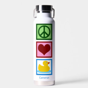 Peace Love Ducks Cute Personalized Duck Water Bottle