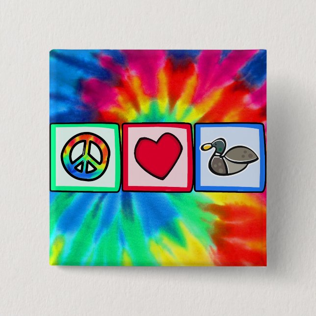 Peace, Love, Ducks Pinback Button (Front)
