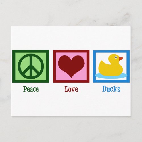 Peace Love Ducks Postcard