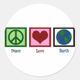Peace Love Earth Classic Round Sticker