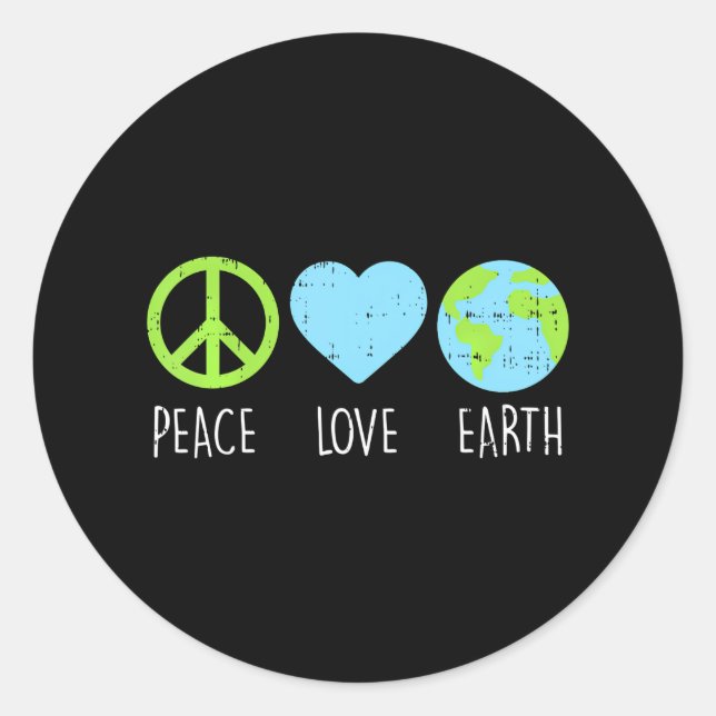 Peace Love Earth Cool Hippie Hippy Classic Round Sticker (Front)