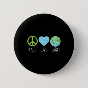 Peace Love Earth Cool Hippie Hippy Environmentalis Button