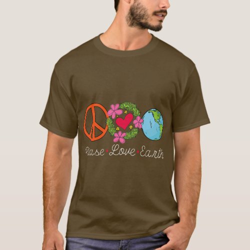 Peace Love Earth Day Retro Nature Lover Environmen T_Shirt