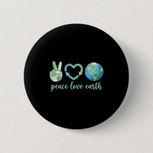 Peace love earth eco friendly nature earth day button