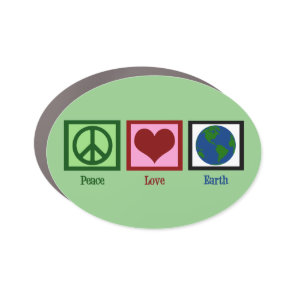 Peace Love Earth Green Environmentalist Car Magnet