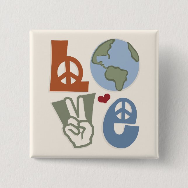 Peace Love Earth Magnet Button (Front)