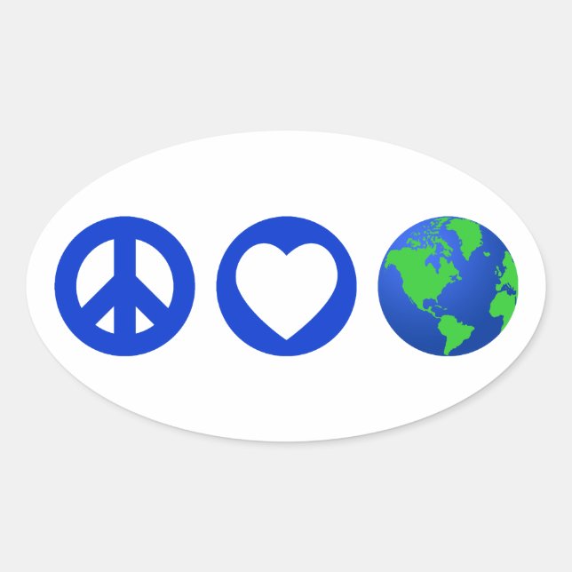 Peace Love Earth Oval Sticker (Front)